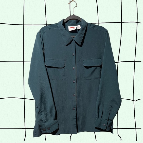 ❌SOLD❌Alia Ladies Sz 14 Emerald Green l/s Top - Picture 7 of 8